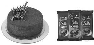 Eggless Butterscotch Red Velvet Cake (1.5 Lbs) + Dairy Milk Silk (60g)+ 1 Red Rose