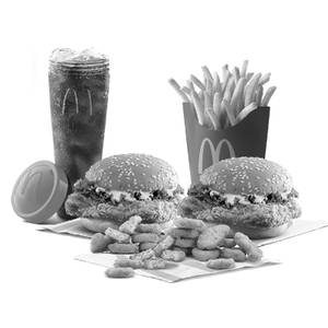 2 McSpicy Chicken + McNuggets 20 Pcs + Fries (L) + Coke