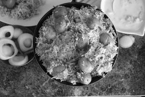 Aloo biryani with chicken kasa