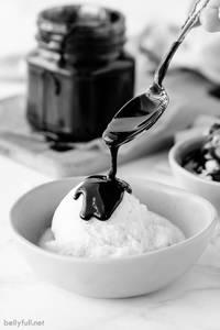 Vanilla Ice Cream + Chocolate  Fudge