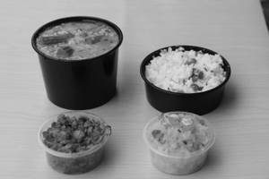 Tomato Pappu Rice + Chicken Kheema + Curd Rice + Dessert
