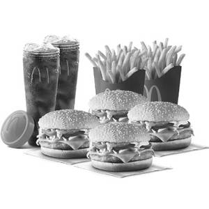 4 Grilled Chicken & Cheese Burger + 2 Fries (M) + 2 Coke