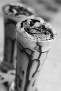 Super thick brownie cold coffee with choco chips