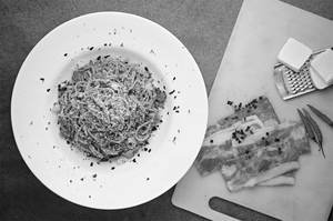 Bacon Schezwan Spaghetti Pasta