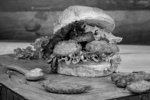 Cheddar Cheese Onion Ring Burger