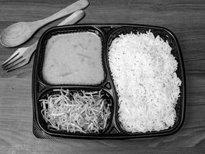 "basmati Rice+moong Dal+jhur Jhure Aloo  Bhaja Tray"