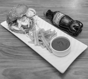 Aloo Tikki Burger + Fries + Coke