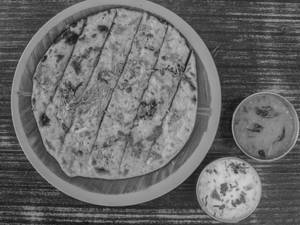 Aloo Onion Paratha + Curd + Dal Fry