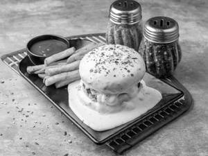 Melting Cheese Dip Sauce Burger