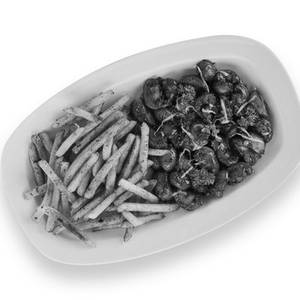 Grilled French Fries with Mushroom & Cheese