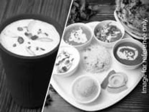 Thali Super Delux (Stuffed Paratha) + Sweet Lassi