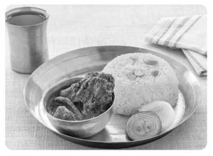 Basanti pulao + rui macher kalia [1pc]