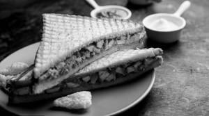BBQ Chicken Kheema Melt Sandwich.