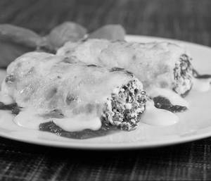 Baked Cannelloni Veg, Chicken, Or Lamb [ Alfredo Cheese Sauce, San Marzano Tomato Sauce, Al Olio]