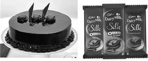 Rich Chocolate Cake (1 Lbs) + Dairy Milk Silk  (60G)+ 1 Red Rose