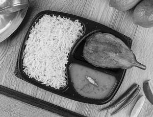 Basmati Rice+begun Bhaja+dal Tray