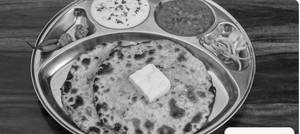 Aloo Pyaaz Kulcha with Punjabi choley, chef spl raita