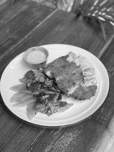 Panko Seared Chicken And Mixed Vegetable & Baked Potato